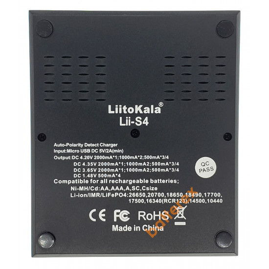 Зарядний пристрій LiitoKala Lii-S4 на 4 акумулятори для 18650, 21700, 26650, 14500, АА, ААА