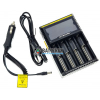 Nitecore D4 - зарядное устройство на 4 аккумулятора NiMH/Li-ion/LiFePO4 + автоадаптер Liitokala 12V. Гарантия 12 месяцев!