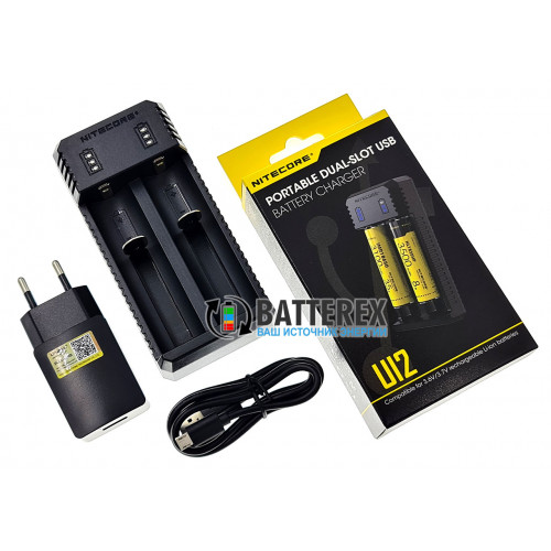 Nitecore UI2 - зарядка на 2 аккумулятора Li-ion (18650, 21700, 14500 и др.) + сетевой USB адаптер Liitokala 5V 2A