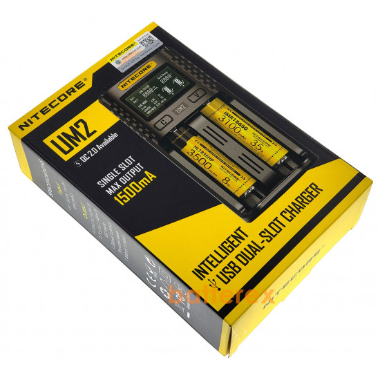 Універсальний зарядний пристрій Nitecore UM2 на 2 канали для NiMH, Li-ion, LiFePO4 акумуляторів