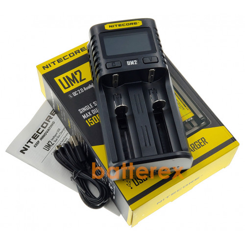 Nitecore UM2 - швидкий універсальний зарядний пристрій на 2 акумулятори Li-ion/NiMH з підключенням через USB. Оригінал – гарантія 12 місяців