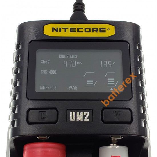 Універсальний зарядний пристрій Nitecore UM2 на 2 канали для NiMH, Li-ion, LiFePO4 акумуляторів