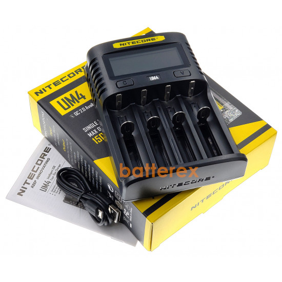 Зарядний пристрій Nitecore UM4 на 4 акумулятори Ni-MH/Ni-Cd/Li-ion/LiFePO4