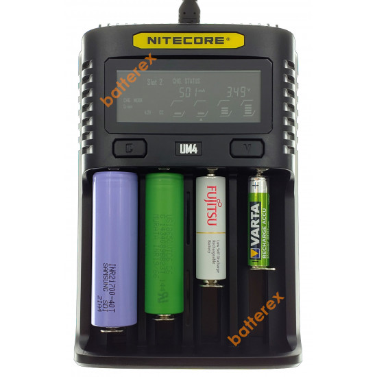 Зарядний пристрій Nitecore UM4 на 4 акумулятори Ni-MH/Ni-Cd/Li-ion/LiFePO4
