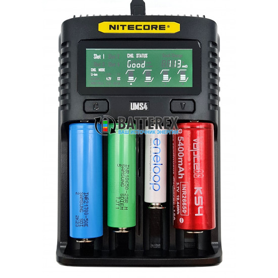 Швидкий зарядний пристрій Nitecore UMS4 на 4 акумулятори NiMH/Li-ion/LiFePO4