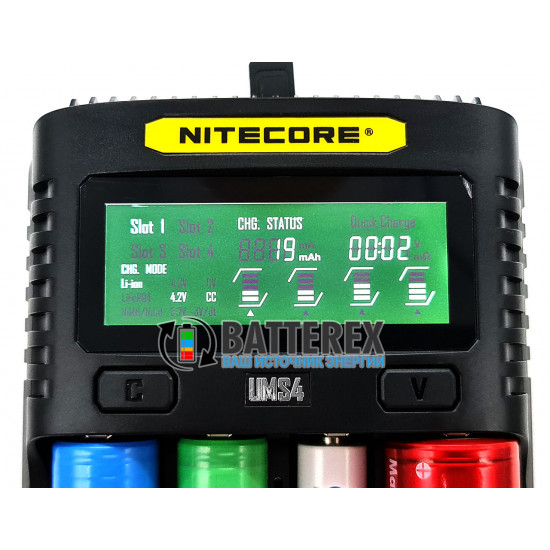 Швидкий зарядний пристрій Nitecore UMS4 на 4 акумулятори NiMH/Li-ion/LiFePO4