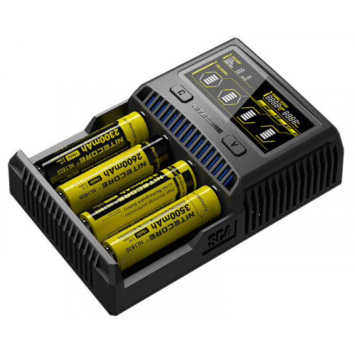 Nitecore SC4 - мощное интеллектуальное зарядное устройство на 4 аккумулятора Li-ion/LiFePO4/Ni-MH с током заряда до 3А