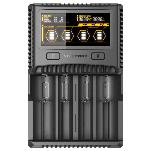 Nitecore SC4 - мощное интеллектуальное зарядное устройство на 4 аккумулятора Li-ion/LiFePO4/Ni-MH с током заряда до 3А