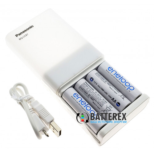 Panasonic Eneloop BQ-CC87 (зарядний пристрій - повербанк від АА) + 4 акумулятори AA Panasonic Eneloop 2000mah