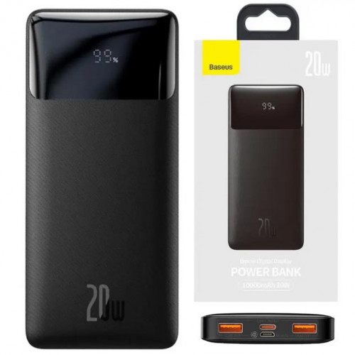 Повербанк Baseus Bipow PPDML-L01 10000mAh 20W Black з функціями швидкого заряду QC 3.0 и PD