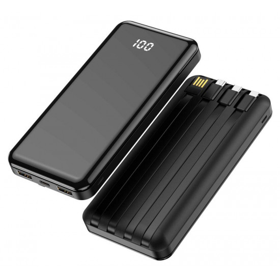 Повербанк Forever TB-411 10000mAh із вбудованими кабелями USB, microUSB, Type-C та Lightning