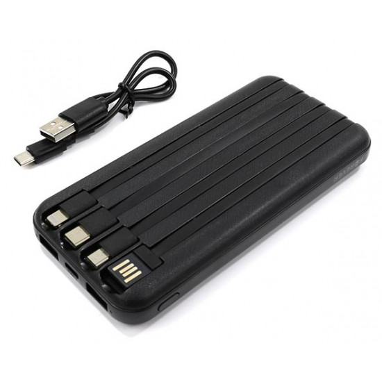 Повербанк Forever TB-411 10000mAh із вбудованими кабелями USB, microUSB, Type-C та Lightning