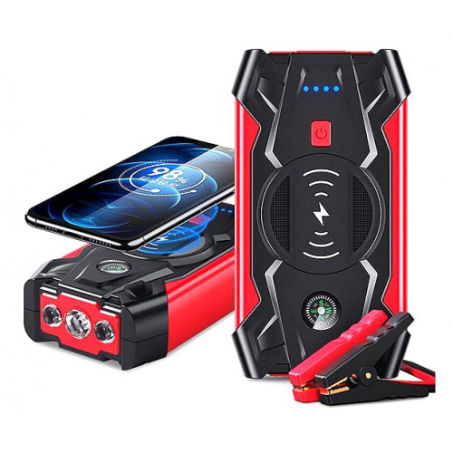 HQ-Tech High-Power 39800mAh Red - пусковий пристрій для автомобіля із функциями повербанка, бездротової зарядки та ліхтариком