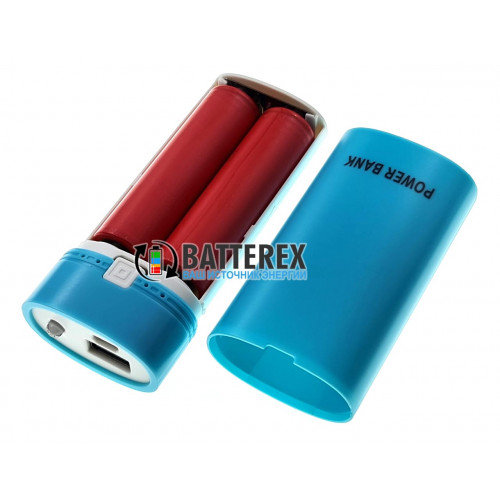 HQ-Tech PowerBank HY-708 Blue - повербанк на 2 аккумулятора 18650 с фонариком - цвет голубой