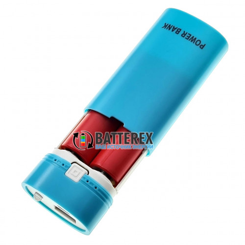 HQ-Tech PowerBank HY-708 Blue - повербанк на 2 аккумулятора 18650 с фонариком - цвет голубой
