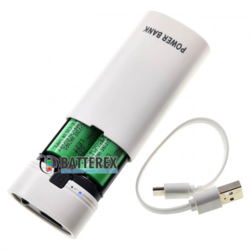 HQ-Tech PowerBank HY-708 White - повербанк на 2 аккумулятора 18650 с фонариком - цвет белый