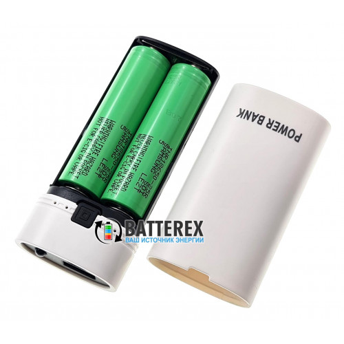 HQ-Tech PowerBank HY-708 White - повербанк на 2 аккумулятора 18650 с фонариком - цвет белый