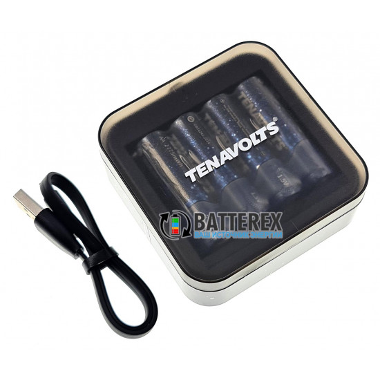 Зарядний пристрій Tenavolts TS-C4 на 4 AA Li-ion + 4 акумулятори AA Li-ion Tenavolts 2775mWh 1.5V