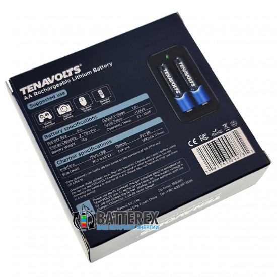 Tenavolts TS-C3 - зарядное устройство на 2 аккумуляторов Li-ion АА/AAA 1,5V