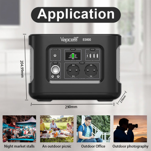 Vapcell ES600 - портативна зарядна станція 622Wh 600W 28800mAh