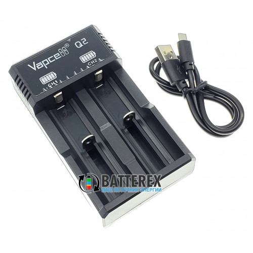 Vapcell Q2 - зарядное устройство на 2 аккумулятора Li-ion (18650, 21700, 26650, 14500, CR123A)