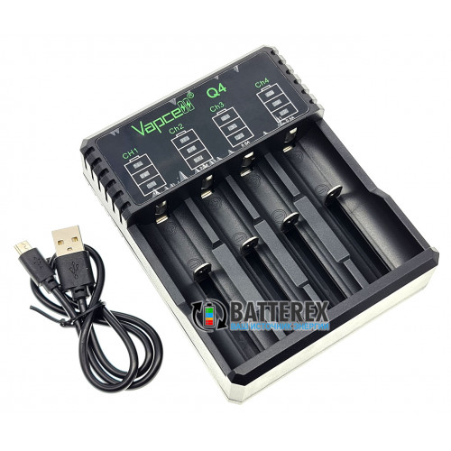 Vapcell Q4 - зарядное устройство на 4 аккумулятора Li-ion (18650, 21700, 26650, 14500, CR123A)