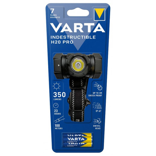 Налобний ліхтар Varta Indestructible H20 PRO 350 люмен із водозахищеним протиударним корпусом