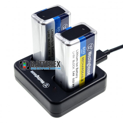 Зарядное устройство Westinghouse WBC-012-DB + 2 аккумулятора Крона Li-ion Westinghouse 600mah