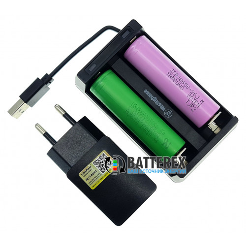 Westinghouse WBC-006-CB + USB адаптер Liitokala 5V 2A - 2х-канальная зарядка для Li-Ion аккумуляторов со встроенным USB-кабелем