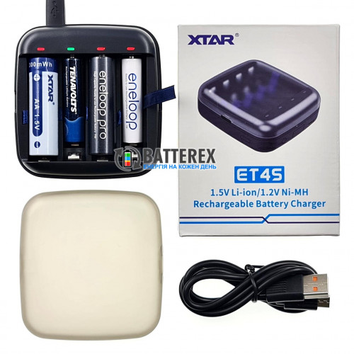 XTAR ET4S - універсальний зарядний пристрій для АА та AAA акумуляторів Li-ion 1.5V та NiMH 1.2V