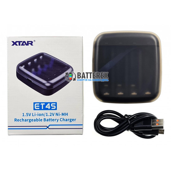 Зарядний пристрій XTAR ET4S для акумуляторів Li-ion 1.5V та NiMH 1.2V розмірів АА та AAA