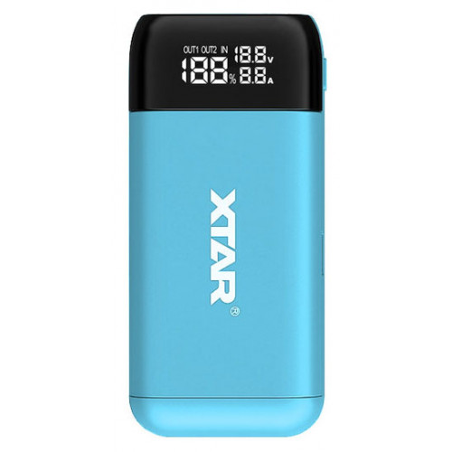 XTAR PB2S Blue - повербанк на 2 акумулятори 18650/20700/21700 з функцією швидкого заряду QuickCharge