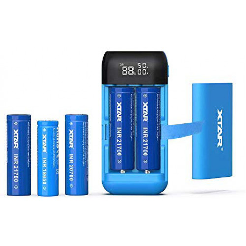 XTAR PB2S Blue - повербанк на 2 акумулятори 18650/20700/21700 з функцією швидкого заряду QuickCharge