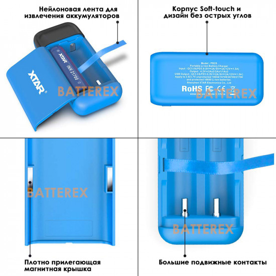 Повербанк XTAR PB2S Blue на 2 акумулятори 18650/20700/21700