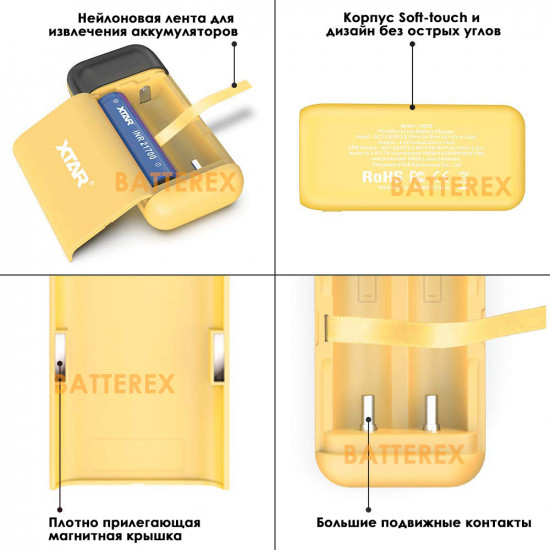 Повербанк XTAR PB2S Yellow на 2 акумулятори 18650/20700/21700