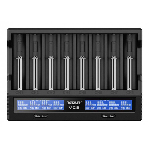 XTAR VC8 - 8-канальний зарядний пристрій для Li-ion та NiMH акумуляторів з вибором струму від 0,25 до 3А та розрядом. Оригінал, гарантія 12 місяців