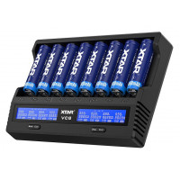 XTAR VC8 - 8-канальний зарядний пристрій для Li-ion та NiMH акумуляторів з вибором струму від 0,25 до 3А та розрядом. Оригінал, гарантія 12 місяців