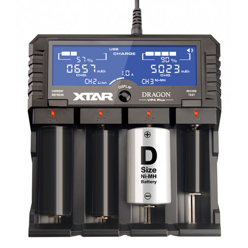 XTAR VP4 Plus Dragon - многофункциональное продвинутое зарядное устройство для Li-Ion/Ni-MH аккумуляторов